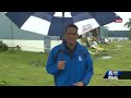 Strong winds rip walls off a warehouse in Dauphin County