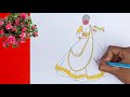 How to draw a traditional girl with dandiya dance | dandiya dance girl drawing | Navratri drawing