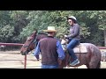 Getting on the horses at Circle Bar-B Ranch, 2020 09