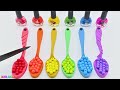 Satisfying Video l How To Make Rainbow Beads Spoon with Kinetic Sand, Nail Polish Cutting ASMR