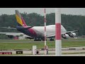 [4K] Singapore Airbus A380 Landing and Asiana B747-400SF Takeoff at Frankfurt Airport (EDDF)