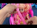 9 Minutes Satisfying with Unboxing Cute Doll Swinging Bed，Baby Bathtub Toys ASMR | Review Toys