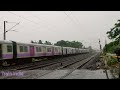 EMU Train in Extreme Heavy Rainfall: Dangerously skipping through out Railgate