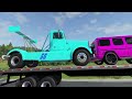 Flatbed Trailer Cars Transporatation with Truck - Pothole vs Car - BeamNG.Drive #209