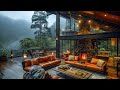 Cozy Porch Ambiance in the Woods - Relaxing Jazz Music and Rainfall for Ultimate Comfort 🌨️🎶