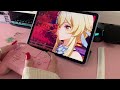 🌺 unboxing the purple ipad air 5 so i can play genshin impact on it | gameplay + accessories ✦