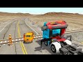 Truck Rescue Stuck Cars and Trains - Cars vs Lava Crosses Road - BeamNG.Drive #1