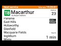 T8 Central train board | Central to macarthur | Macarthur via airport stations |