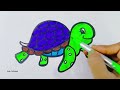 How to draw a Turtle step by step | Turtle drawing and coloring for kids | easy drawing for kids