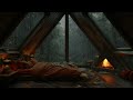 Relaxing Rain and Fireplace by the Window for Deep Sleep and Stress Relief