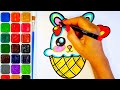 How to draw an ice cream bunny. Drawing lessons for children. Coloring.Як намалювати морозиво зайчик