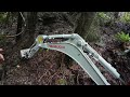 Mini Digger vs landslides : Restoring access to my Hydro Turbine + Testing New hydraulic Grab Bucket