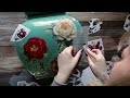 Thrifted Lamp Makeover with IOD Floral Transfers