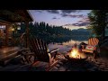 Serene Lakeside Scene with Cozy Crackling Fire Sounds | Tranquil Soundtrack for Sleep and Relaxation