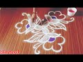 #new flower rangoli design with 5*3 dots//daily muggulu