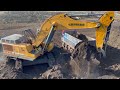 Liebherr 974 Excavator Loading Mercedes & MAN Trucks - Sotiriadis/Labrianidis Mining Works